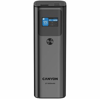 Power Bank Canyon PB-2010, 27.000mAh, 140W, USB-A, 2xUSB-C, sivi