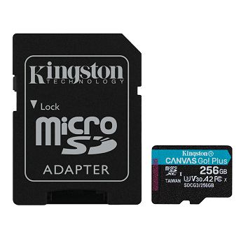 Memorijska kartica Kingston Canvas Go Plus, microSDHC, HC Class 10, 256GB + SD Adapter