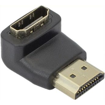 Adapter SBOX, HDMI (M) na HDMI (Ž), kutni, crni