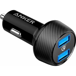 Auto punjač Anker PowerDrive Speed, 39W, Quick Charge 3.0, 2×USB-A, crni