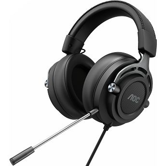 Slušalice AOC GH200, žičane, gaming, mikrofon, over-ear, PC, PS4, PS5, Xbox, crne