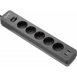 APC Essential SurgeArrest 5 Outlet 2 USB Ports Black 230V Germany - HIT ARTIKL