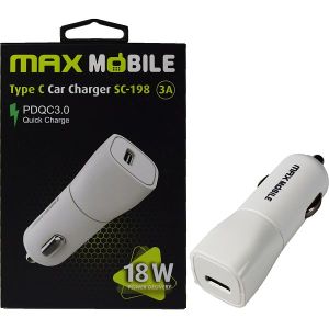 Auto punjač Max Mobile SC-198, USB-C, 18W, bijeli