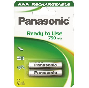 Baterije Panasonic Rechargeable AAA (R03), 750mAh, punjive, 2 komada, HHR-4MVE/2BC