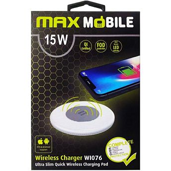 Bežični punjač Max Mobile WI-076 QC, 15W, bijeli