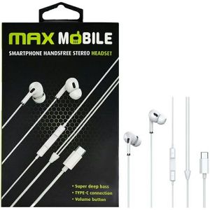 Slušalice Max Mobile WE08, žičane, mikrofon, in-ear, USB-C, bijele