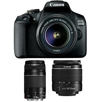 Digitalni fotoaparat Canon EOS 2000D, DSLR + EF-S 18-55mm IS II + EF 75-300mm III