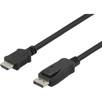 Kabel Deltaco, DisplayPort (M) na HDMI (M), 1.0m, crni