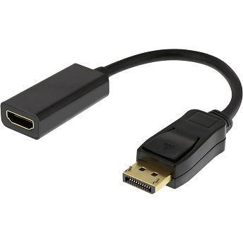 Adapter Deltaco, DisplayPort (M) na HDMI (Ž), crni