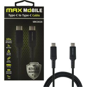 Kabel Max Mobile UDC3028, USB-C na USB-C, 1m, crni