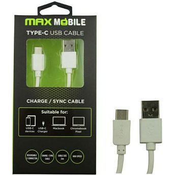 Kabel Max Mobile, USB-A (M) na USB-C (M), 2.0m, bijeli