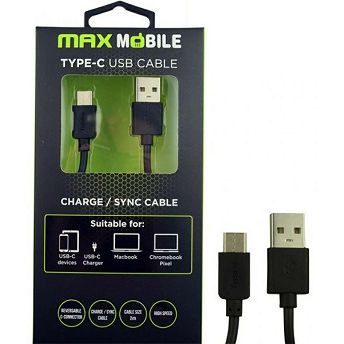 Kabel Max Mobile, USB-A (M) na USB-C (M), 2.0m, crni