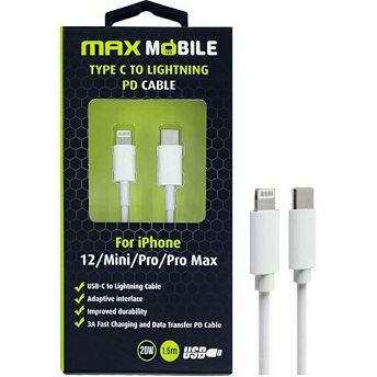 Kabel Max Mobile, USB-C (M) na Lightning (M), 1.5m, bijeli