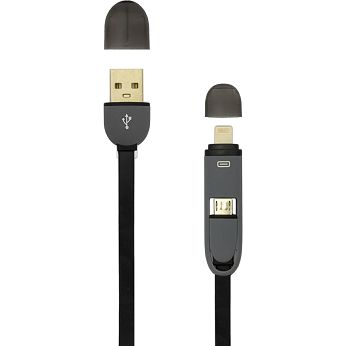 Kabel SBOX 2in1b, USB-A na Micro USB + Lightning, 1.0m, crni