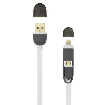 Kabel SBOX 2u1, USB-A na Micro USB + Lightning, 1.0m, bijeli