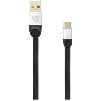 Kabel SBOX Flat, USB-A (M) na USB-C (M), 1.5m, crni