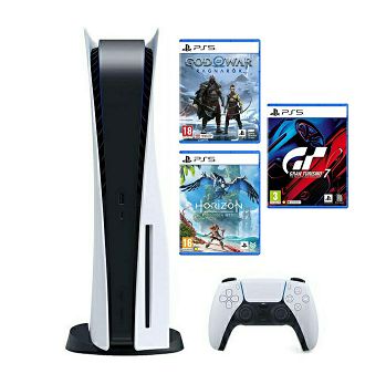 Konzola PlayStation 5 C Chassis + God of War: Ragnarok PS5 + Gran Turismo 7 PS5 + Horizon - Forbidden West Standard Edition PS5