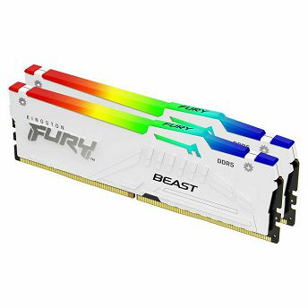 Memorija Kingston Fury Beast White RGB, 64GB (2x32GB), DDR5 6000MHz, CL40