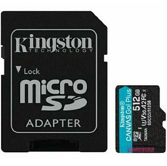 Memorijska kartica Kingston Canvas Go Plus, microSDHC, HC Class 10, 512GB + SD Adapter