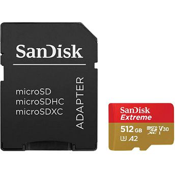 Memorijska kartica SanDisk Extreme, microSDXC, HC Class 10, 512GB + SD Adapter