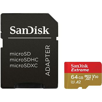 Memorijska kartica SanDisk Extreme, microSDXC, HC Class 10, 64GB + SD Adapter