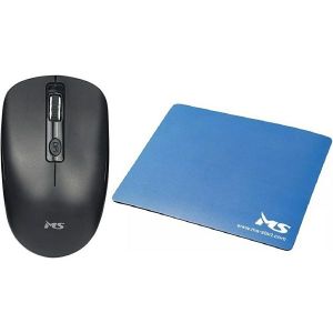 Miš MS FOCUS M310, bežični, crni + podloga za miš MS, plava