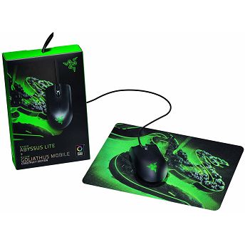 Miš Razer Abyssus Lite, žičani, gaming, 6400DPI, crni + podloga za miš Razer Goliathus Mobile Construct Edition