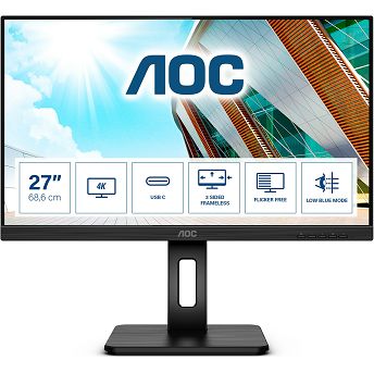 Monitor AOC 27" U27P2CA, IPS, Adaptive-Sync, 2xHDMI, DP, 4xUSB 3.2, USB-C, Zvučnici, Pivot, 4K