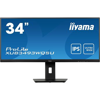 Monitor Iiyama 34" ProLite XUB3493WQSU-B5, IPS, AMD FreeSync 75Hz, HDR, 2xHDMI, DP, 2xUSB 3.0, Zvučnici, 3440x1440