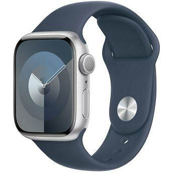 Pametni sat Apple Watch Series 9 GPS, 41mm, Silver Aluminium Case with Storm Blue Sport Band (S/M)