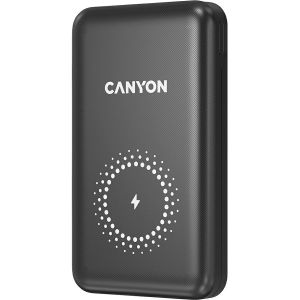 Power Bank Canyon PB-1001 Wireless, 10000mAh, 18W, USB-A, USB-C, Lightning, crni