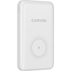 Power Bank Canyon PB-1001 Wireless, 10000mAh, 18W, USB-A, USB-C, Lightning, bijeli