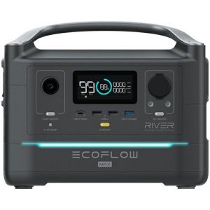 Power Bank EcoFlow RIVER MAX, 576Wh, 600W, 3xUSB-A, USB-C, 2xSchuco, DC5521, Crni