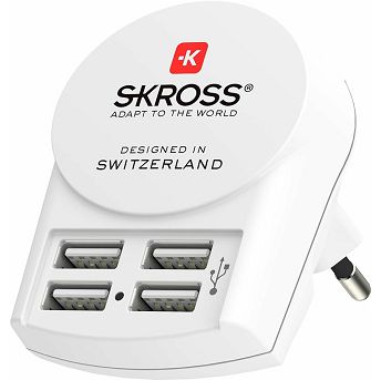 Strujni punjač/Putni adapter Skross Europe USB (4xA), 24W, 4xUSB-A, bijeli, 1.302422
