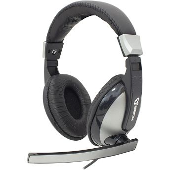 Slušalice SBOX HS-302, žičane, mikrofon, over-ear, crno-srebrne