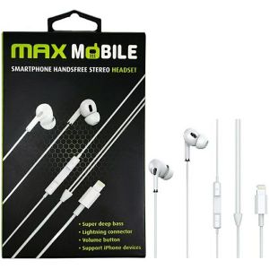 Slušalice Max Mobile WE08, žičane, mikrofon, in-ear, Lightning konektor, bijele