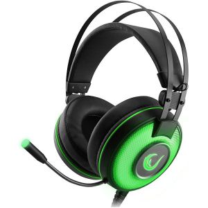 Slušalice Rampage Alpha-X, žičane, gaming, mikrofon, over-ear, PC, PS4, PS5, LED, zelene - MAXI PONUDA