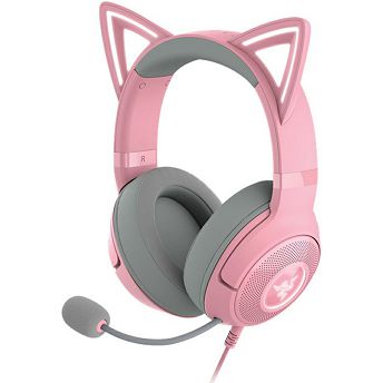 Slušalice Razer Kraken Kitty V2, žičane, gaming, mikrofon, over-ear, PC, quartz, RZ04-04730200-R3M1