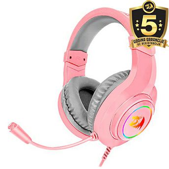 Slušalice Redragon Hylas H260 RGB, žičane, gaming, mikrofon, over-ear, PC, PS4, PS5, Xbox, Switch, roze