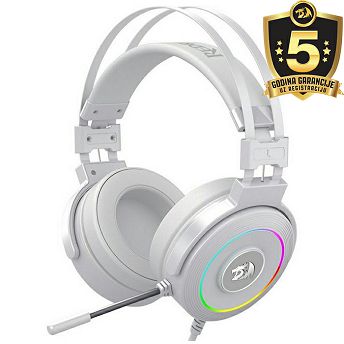 Slušalice Redragon Lamia 2 H320 RGB, žičane, gaming, mikrofon, over-ear, PC, PS4, PS5, bijele + Stalak