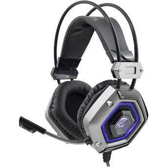 Slušalice White Shark GH-1841 Lion, žičane, gaming, mikrofon, over-ear, PC, PS4, PS5, LED, crno-srebrne