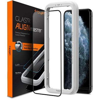 Zaštitno staklo za mobitel Spigen Align Glass FC, za Apple iPhone 11 Pro, okvir za instalaciju