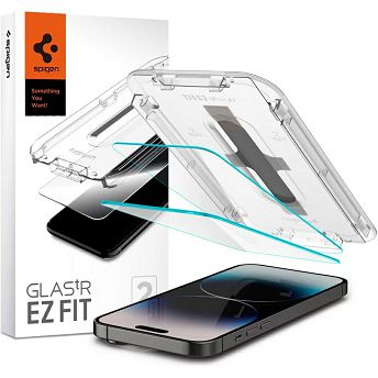 Zaštitno staklo za mobitel Spigen Glass tR EZ Fit, za Apple iPhone 14 Pro Max, 2 komada + okvir za instalaciju