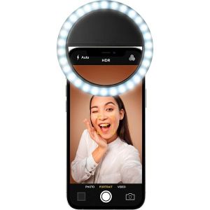 Stalak sa svjetlom Cellularline Selfie Ring Pocket, bijelo LED