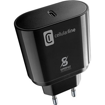Strujni punjač Cellularline za Samsung, 25W, USB-C, crni