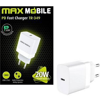 Strujni punjač Max Mobile TR-349, 20W QuickCharge 3.0, USB-C, bijeli