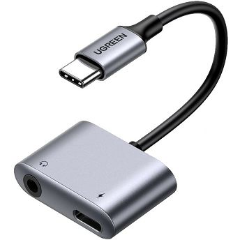 Adapter Ugreen, USB-C (M) na USB-C (Ž) + 3.5mm (Ž), crno-sivi