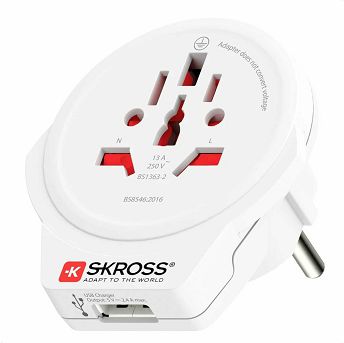 Univerzalni putni adapter Skross World to Europe + USB, 1.500266