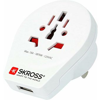 Univerzalni putni adapter Skross World to USA + USB, 1.500268