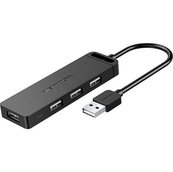 USB Hub Vention, 4x USB-A 2.0, crni
